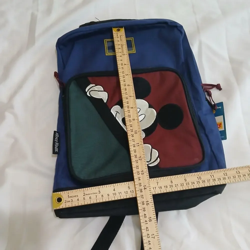 Vintage Disney Store Mickey Mouse Backpack Kids Navy Colorblock NWT School Bag